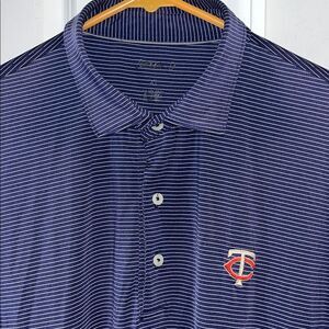 Johnnie-O Minnesota Twins Blue Pinstripe Poly/Spandex baseball Polo Golf Shirt